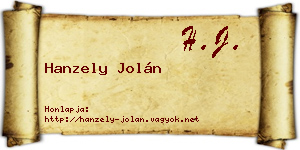 Hanzely Jolán névjegykártya